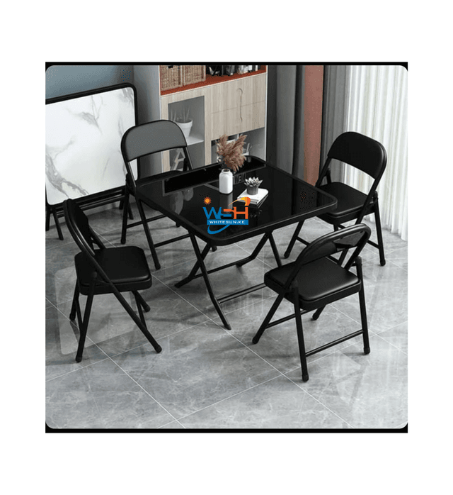 black-foldable-dinning-set