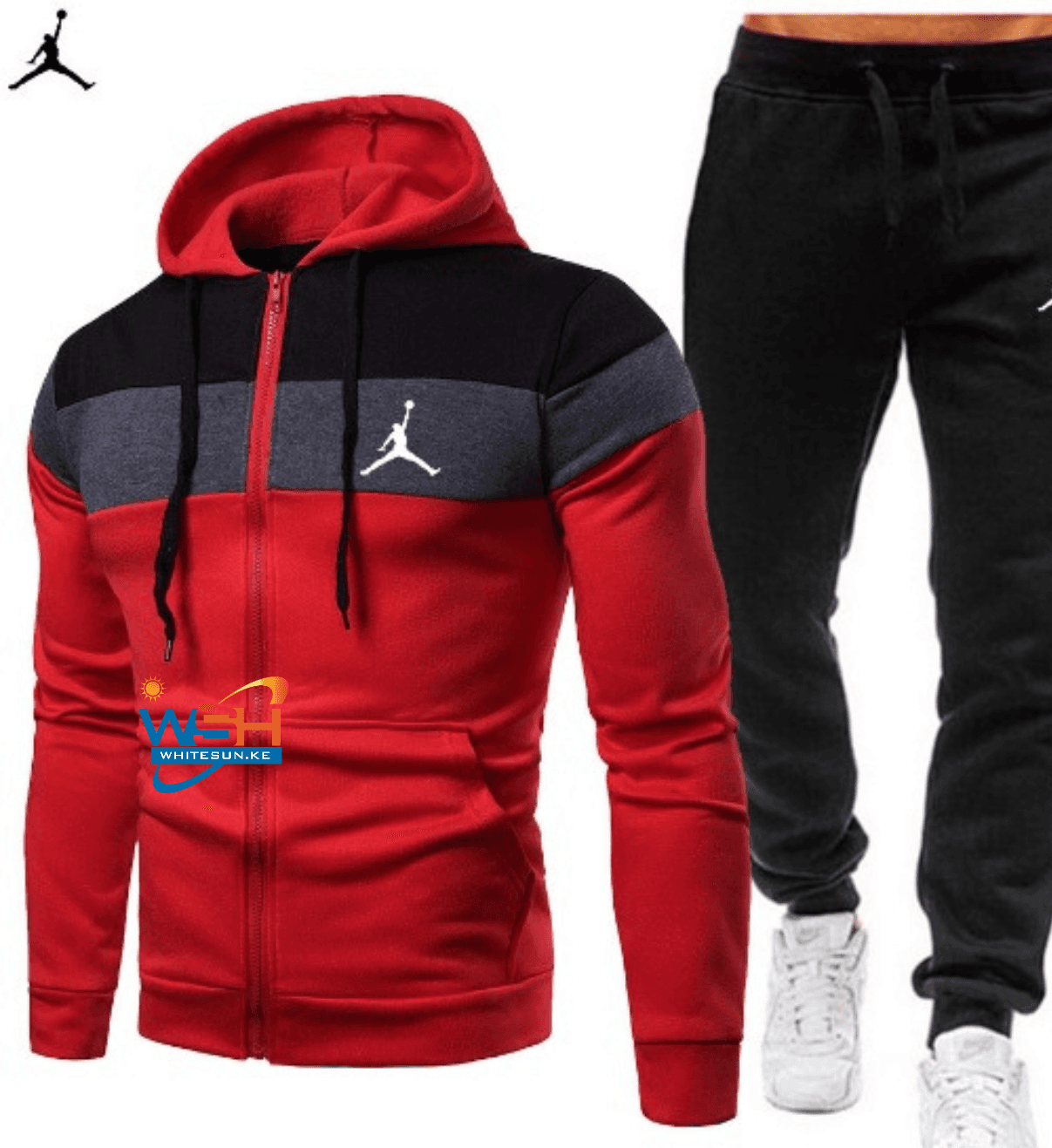 Hoodie +pants BLACK AND RED, Jordan Tracksuits Thumbnail 3