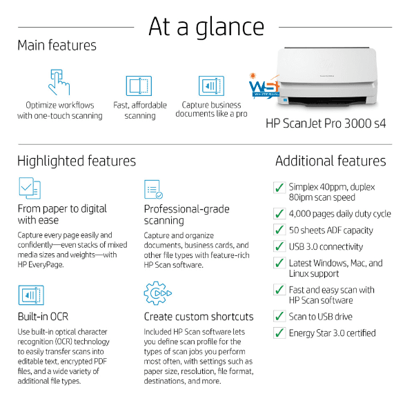 HP ScanJet Pro 3000 s4 Sheet-feed Scanner Thumbnail 5