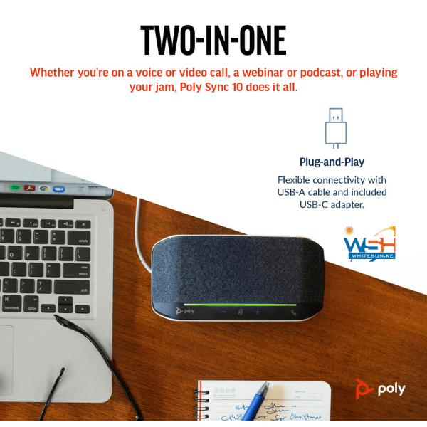 Poly Sync 10 Speakerphone +USB-A to USB-C Cable Thumbnail 5
