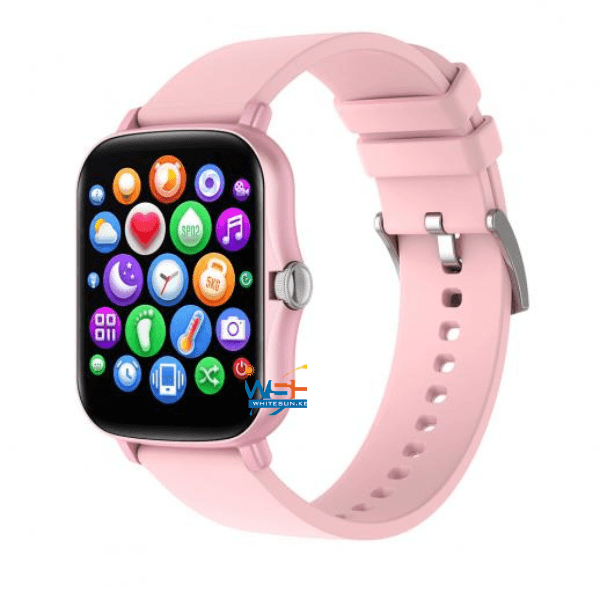 Y20 smart watch with heart rate and sleep monitoring, 1.7-inch full touch screen, smart female and male fitness watch, compatible with Android iPhone iOS pink