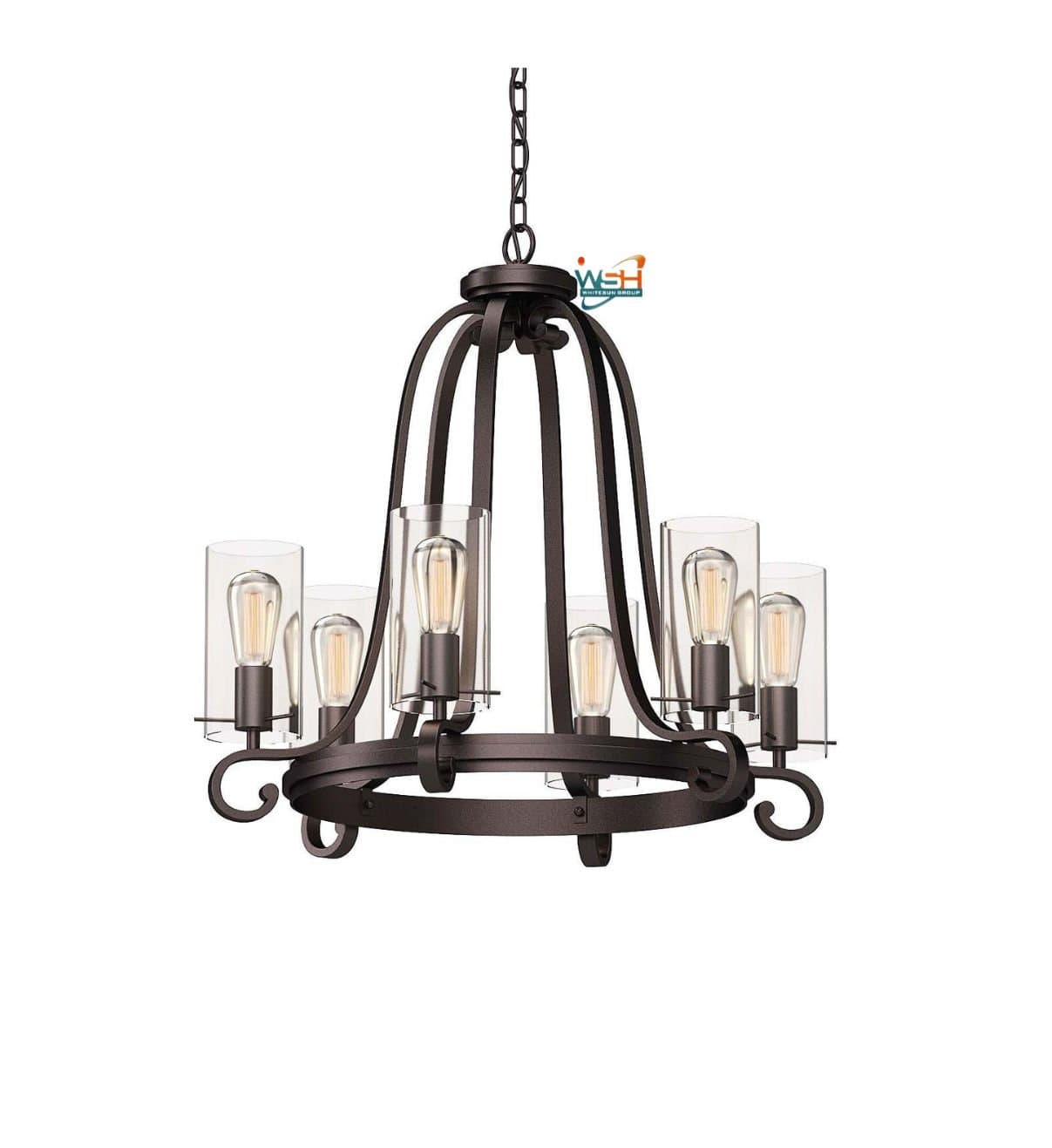 Volume V2076-79 Indoor Antique Bronze Hanging Chandelier