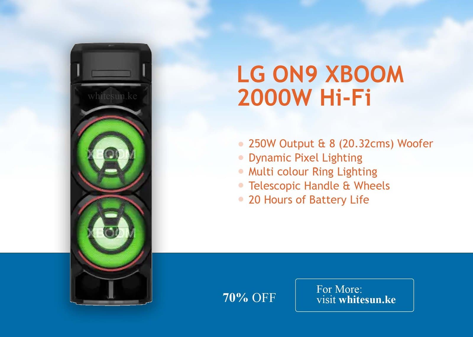 LG ON9 XBOOM 2000W Hi-Fi, Super Bass Boost