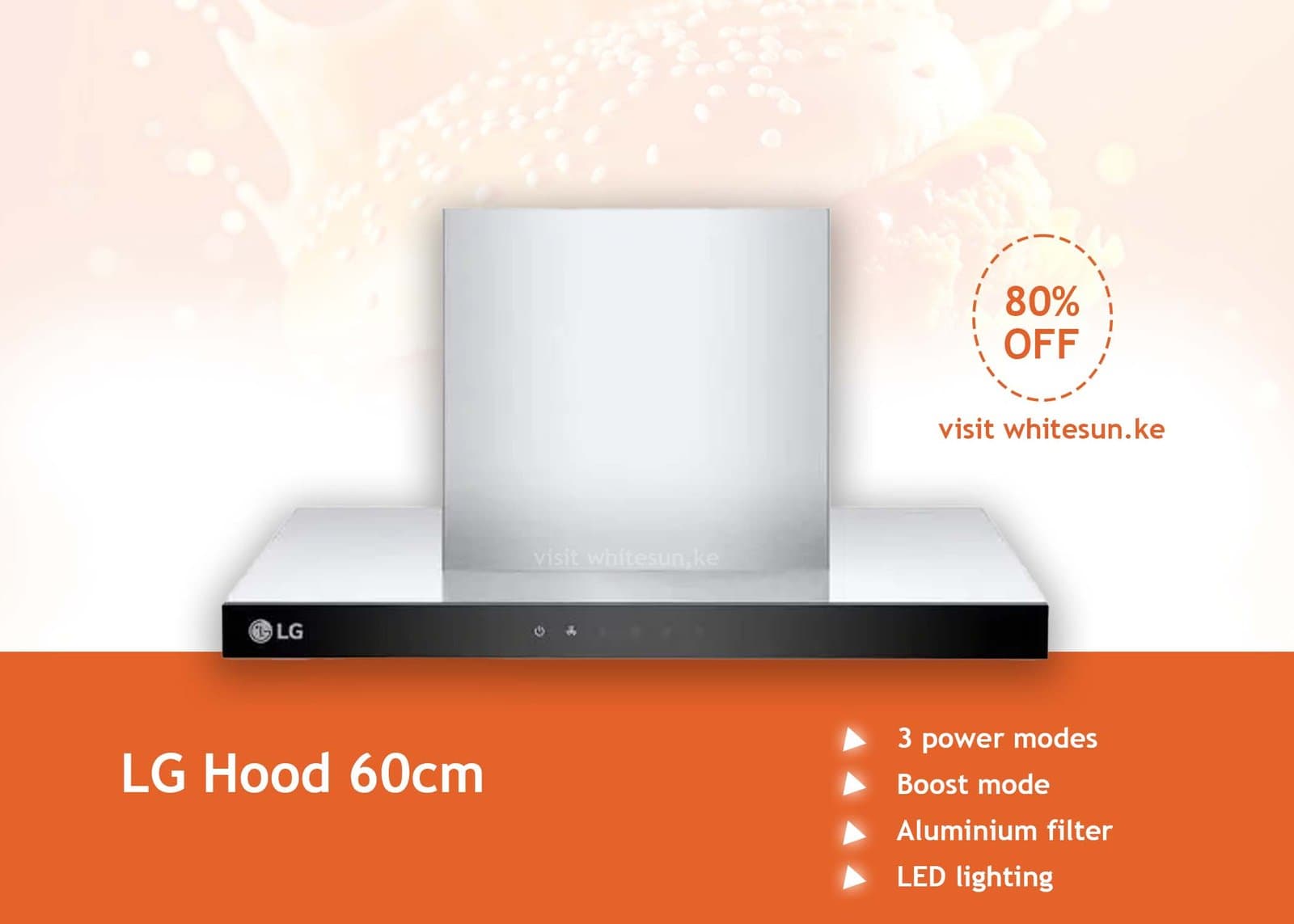 LG Hood 60cm, With Touch Control, Powerful suction, and 3 modes with Power Boost mode