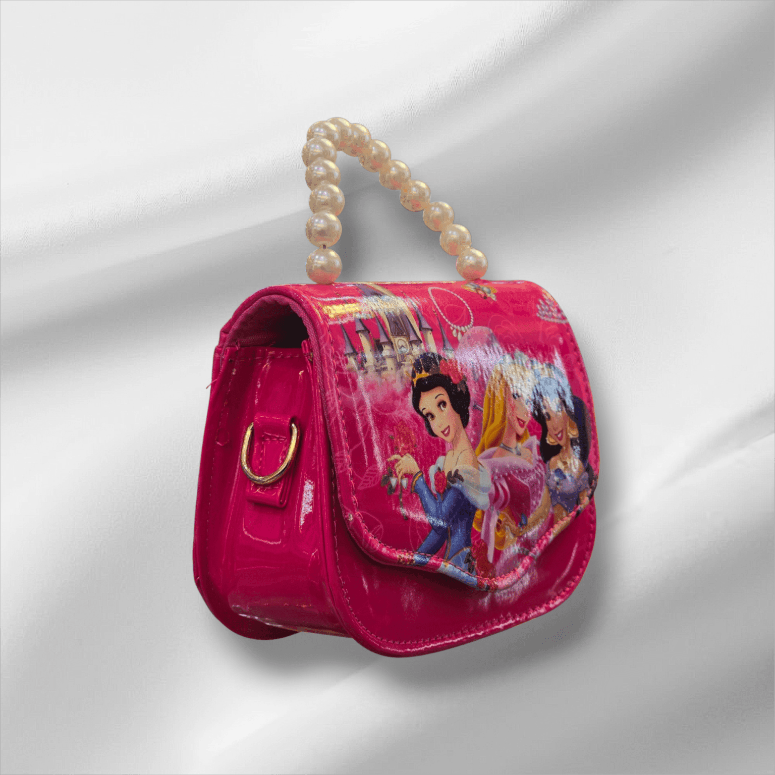 084# Whitesun Kids Handbag with Long Shoulder Strap – Waterproof Cartoon Birthday Gift for Girls 1–12 Years – Princess hot pink handbag Thumbnail 2