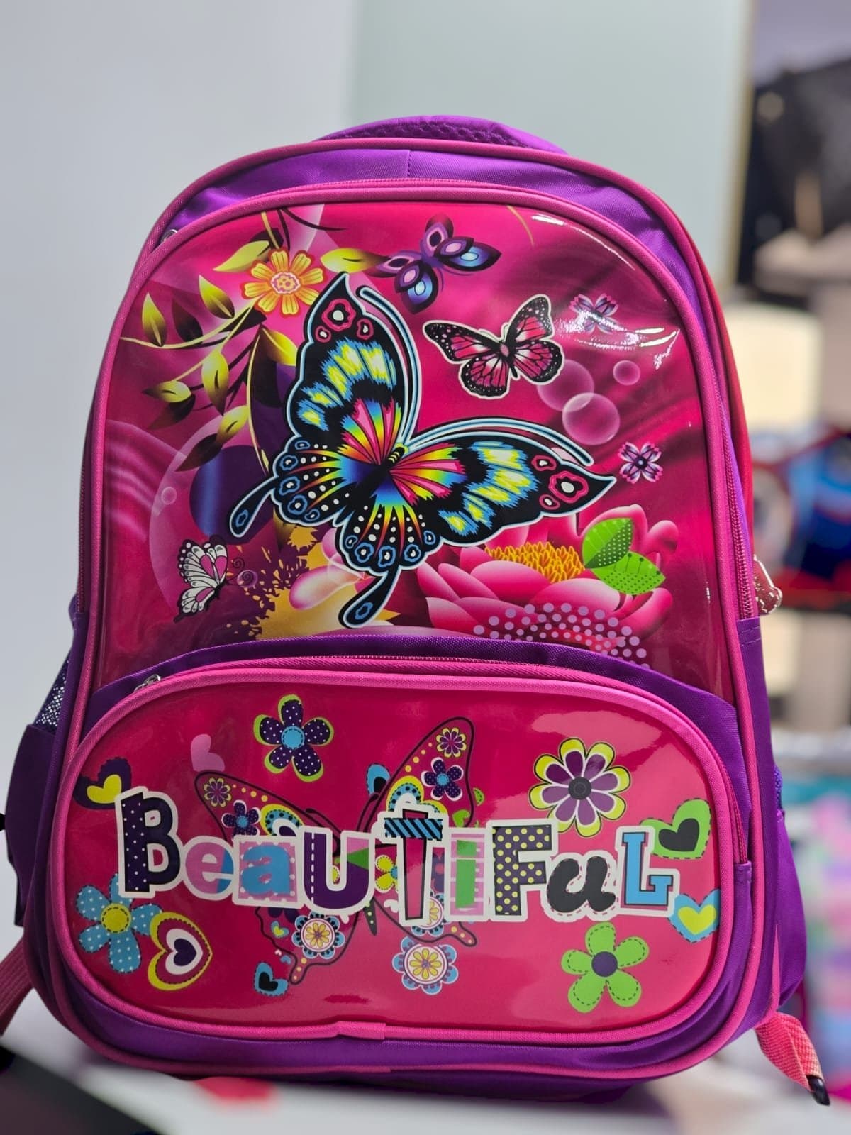 172# Whitesun Beautiful butterfly large girls school bag for girls super spacious bag heavy strong material birthday gift for girls daughter niece friend cousin