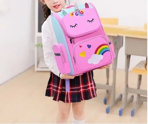 248# Whitesun Unicorn school bag for girls pink and lime green Thumbnail 2