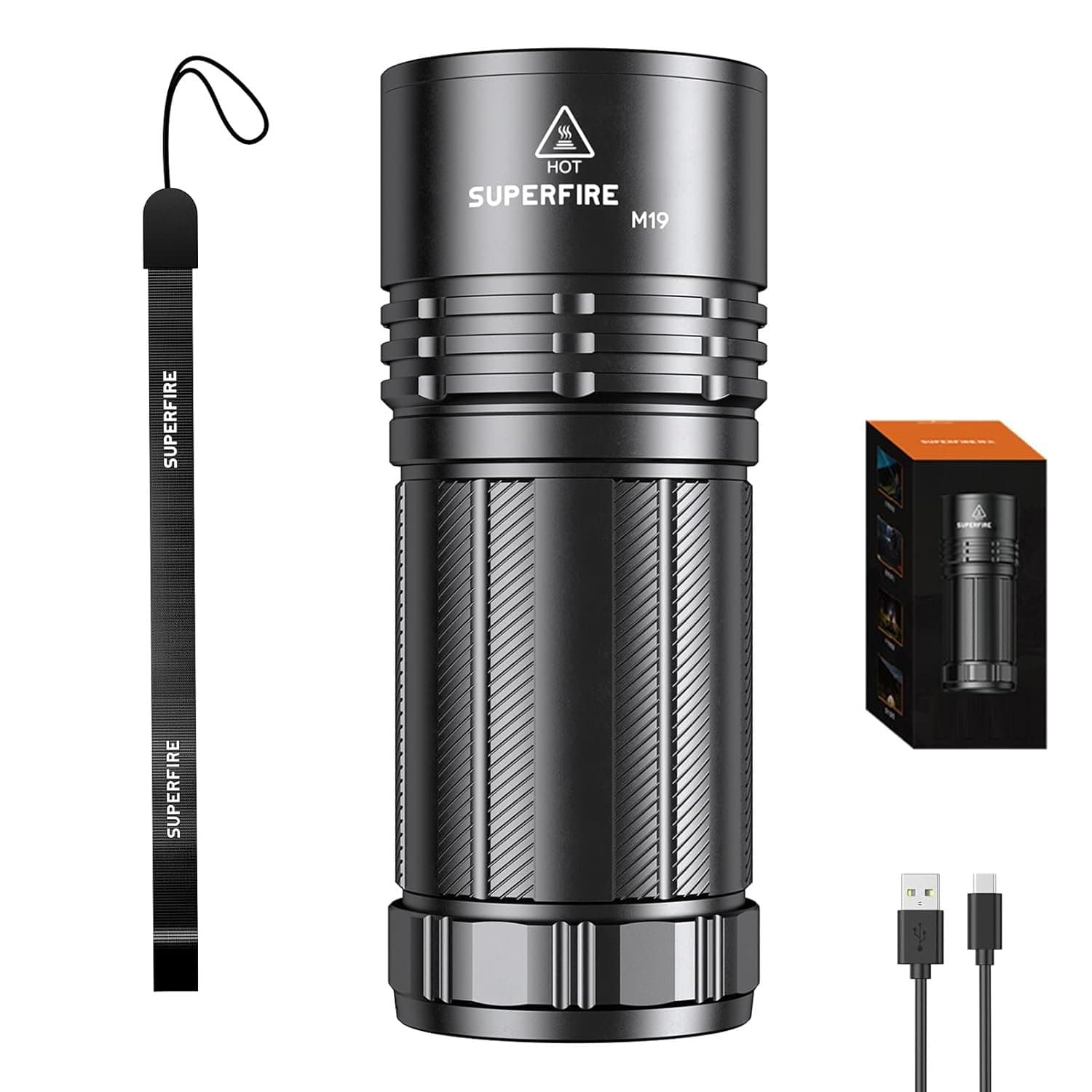 SuperFire Flashlight Rechargeable Super Bright,6000 Lumen Flashlight,LED Lights with Zoomable & 5 Modes,Powerful Handheld Flash Lights for Emergencies, Camping,Outdoor, Water Resistant Thumbnail 7