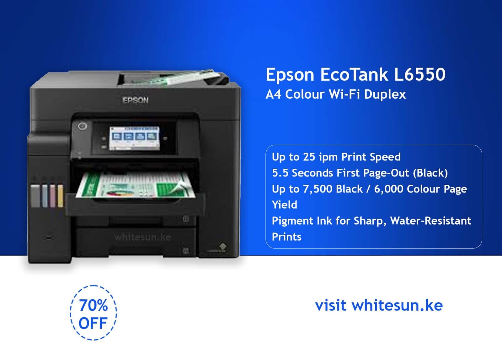 Epson EcoTank L6550 A4 Colour Wi-Fi Duplex All-in-One Ink Tank Printer Thumbnail 2
