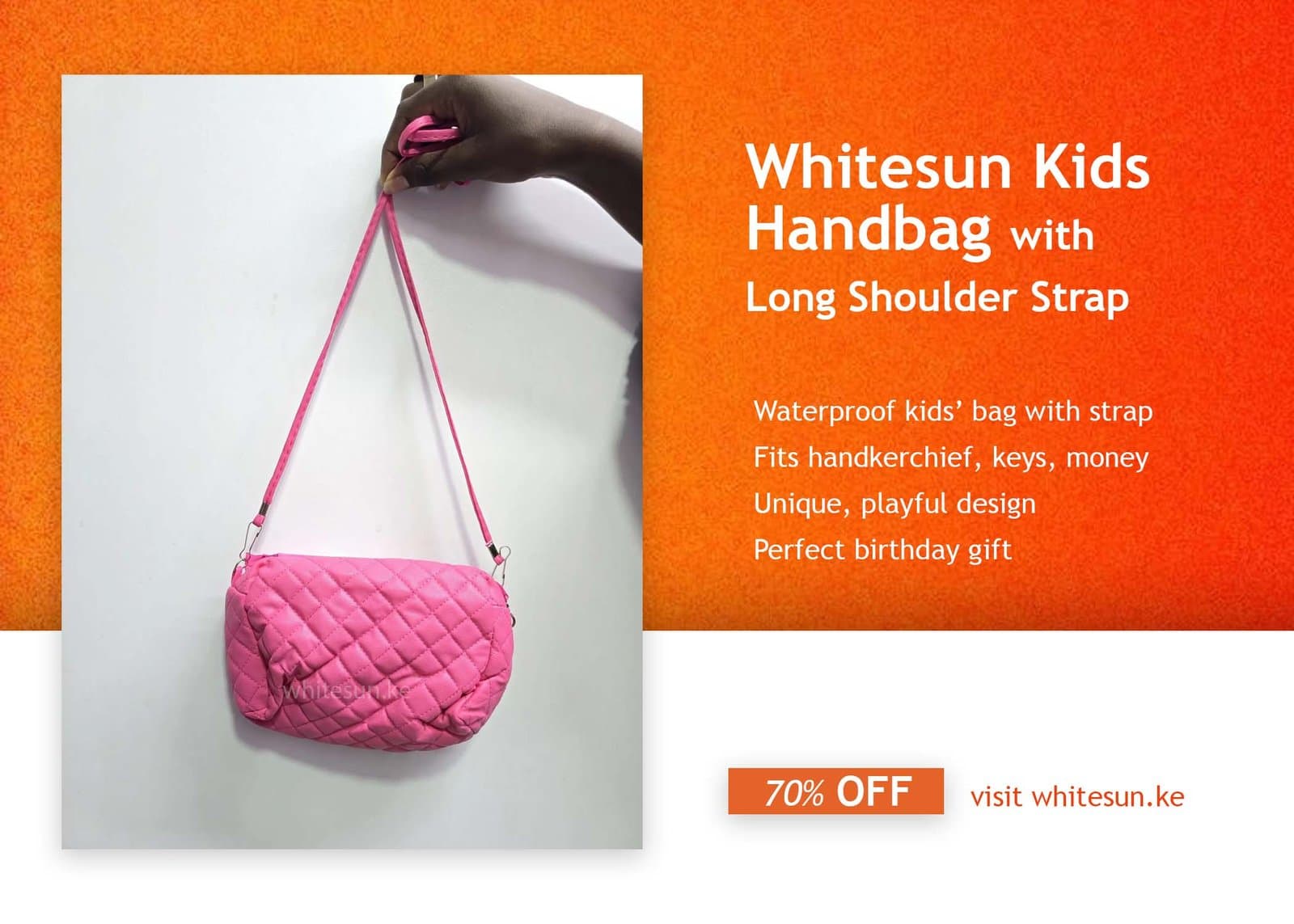 080# whitesun Kids Handbag with Long Shoulder Strap – Waterproof Cartoon Birthday Gift for Girls 1–12 Years – Anna and Elsa Frozen Pink handbag Thumbnail 4