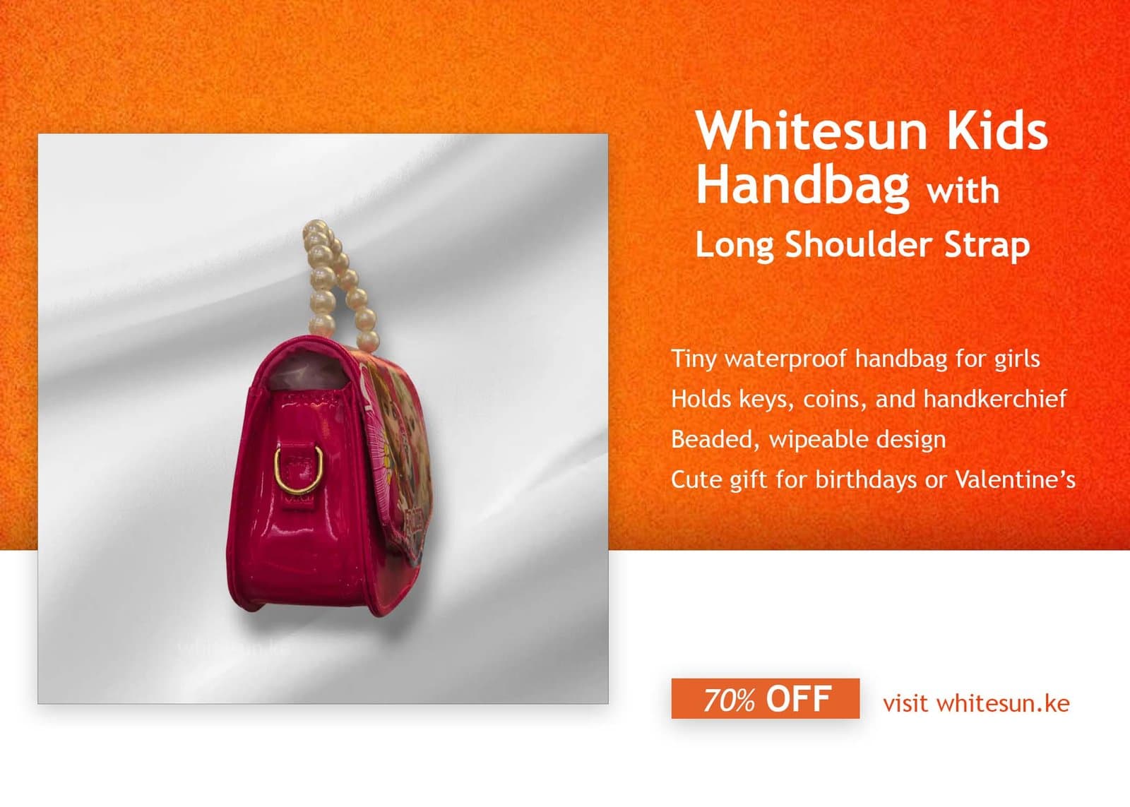 079# Whitesun Kids Handbag with Long Shoulder Strap – Waterproof Cartoon Birthday Gift for Girls 1–12 Years – Anna and Elsa Frozen handbag Thumbnail 5