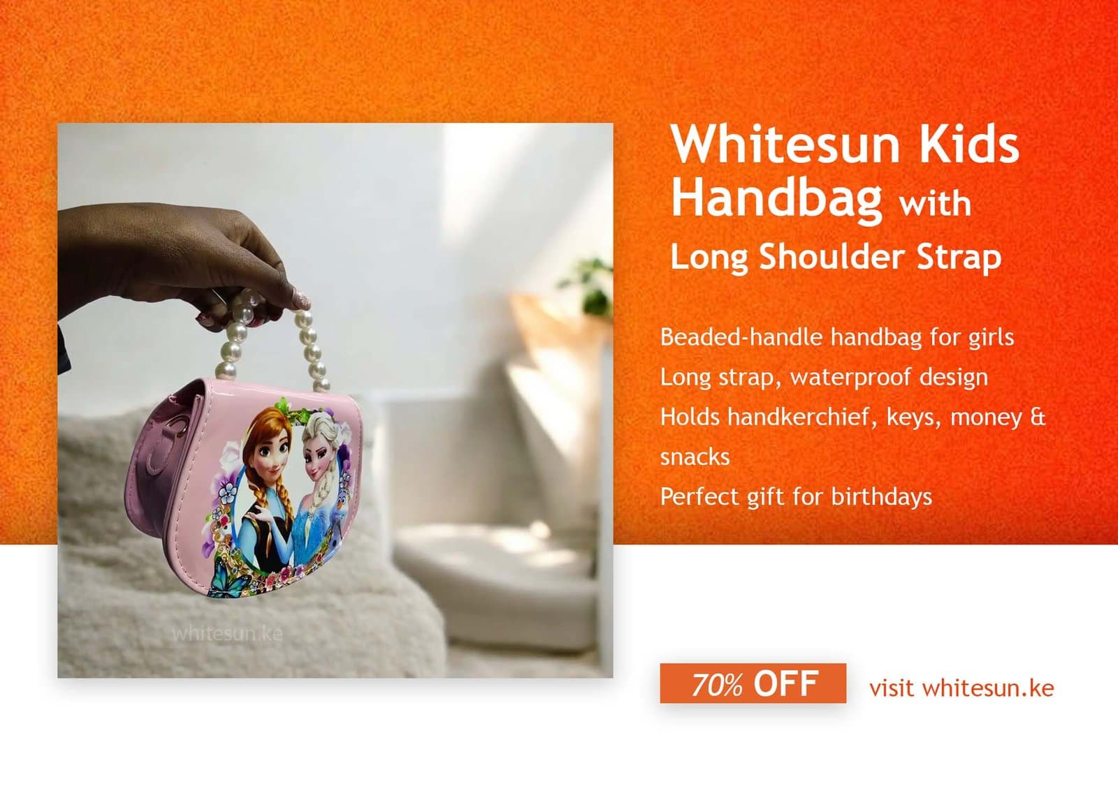 056# Whitesun Anna and Elsa frozen themed kids handbag cute birthday gift for girls Thumbnail 3