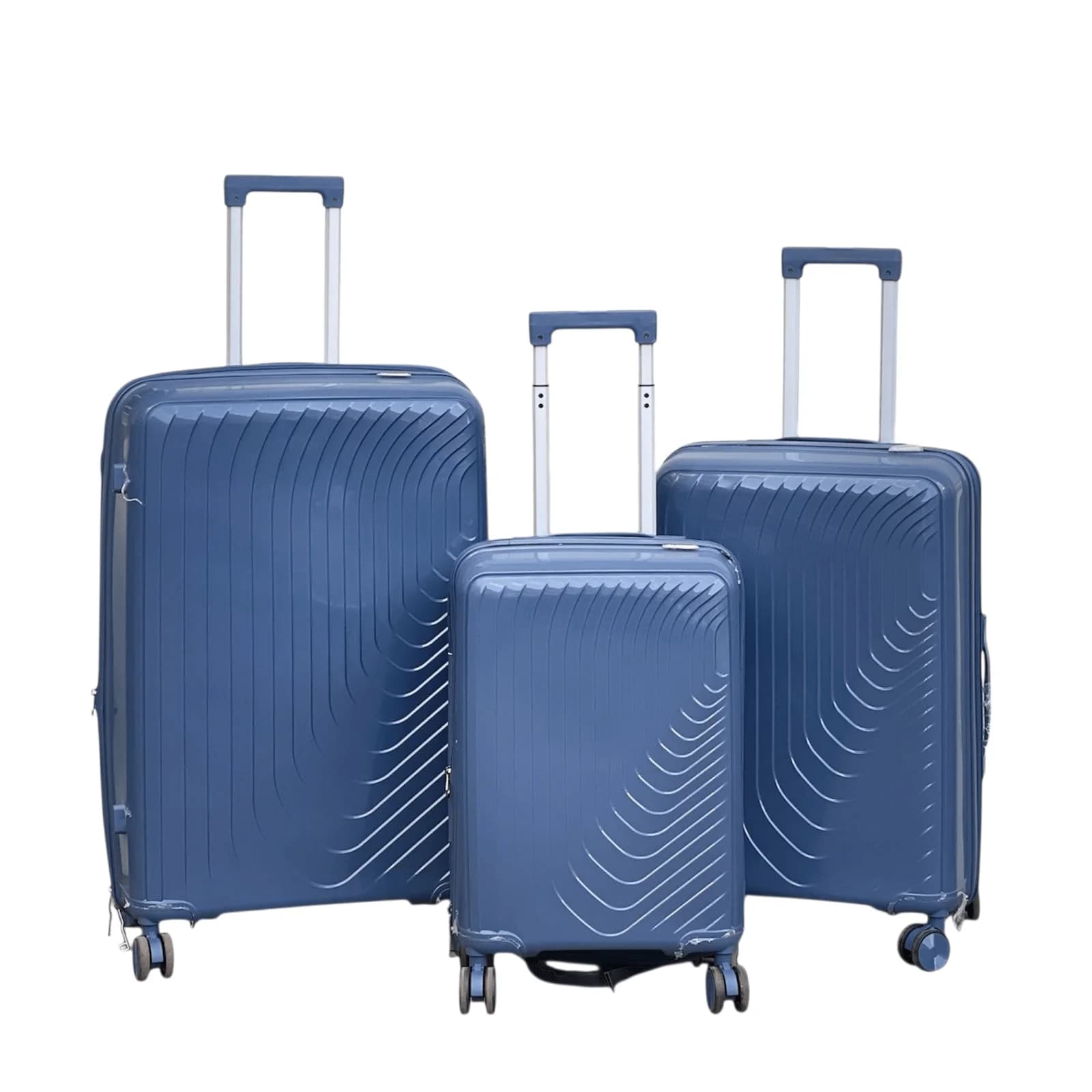 256# Whitesun z3in1 Rubber Travel Suitcases Set – Large 23kg, Medium 15kg, Cabin 10kg – Premium Waterproof, Scratch-Resistant, Unbreakable Luggage with Pinlock – Blue colour