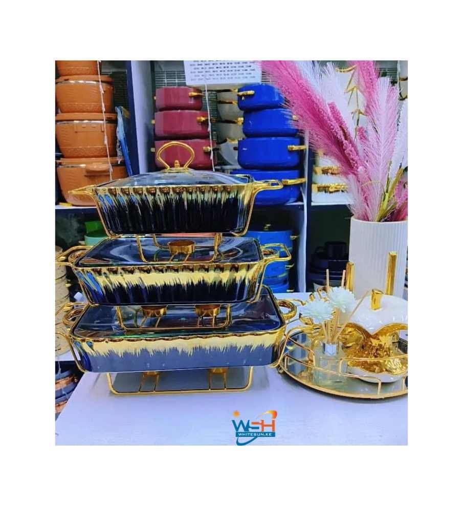 Set Of 3 Ceramic Serving Bowls/Chaffing Dishes