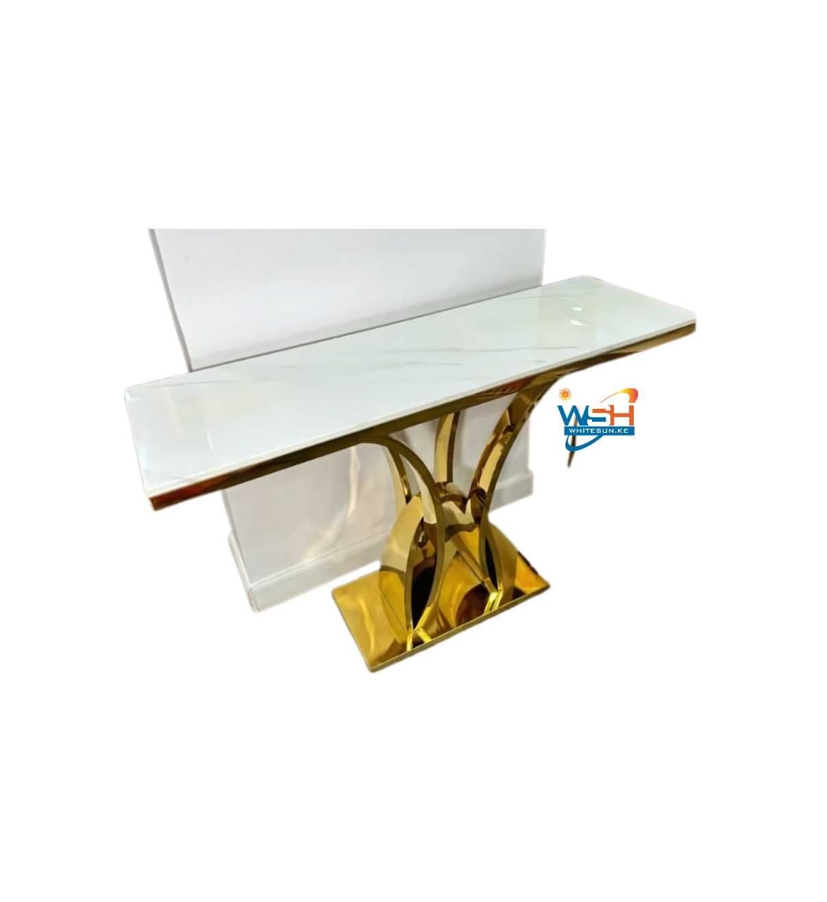 Luxury Marble Console Table – Elegant Gold Stainless Steel Base, Modern Entryway & Hallway Accent Table