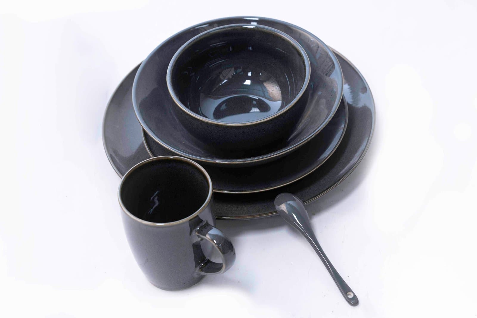 Whitesun UNITECH 48-Piece Round Dinnerware Set – Service for 6 with Plates, Bowls, Mugs & Souffle Spoons Thumbnail 2