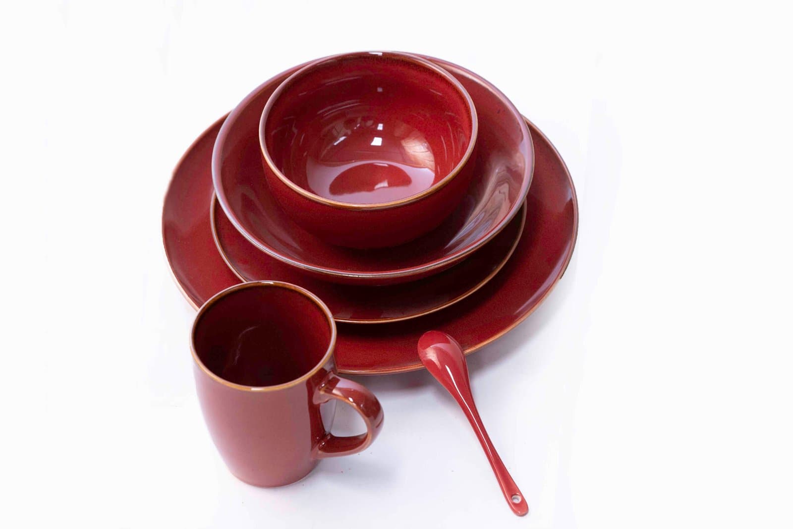 Whitesun UNITECH 48-Piece Round Dinnerware Set – Service for 6 with Plates, Bowls, Mugs & Souffle Spoons