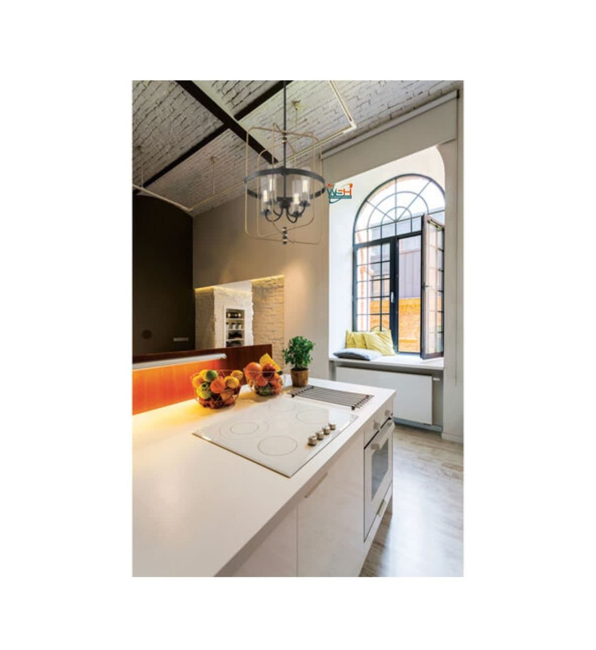 Kearney 4 Light 17 inch Vintage Black with Warm Brass Pendant Ceiling Light