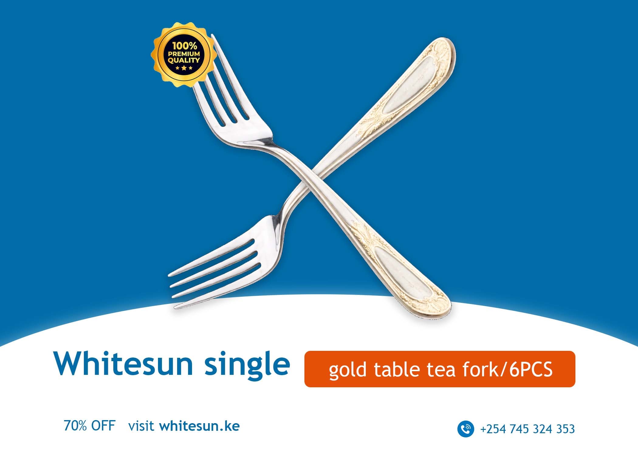 Whitesun single gold table tea fork/6PCS